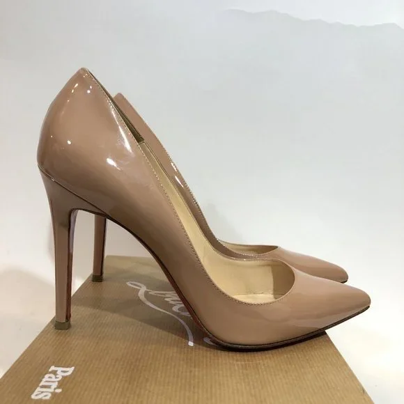 Christian Louboutin Women's 38.5 Heels Nude Pigalle 100mm - Picture 3 of 10